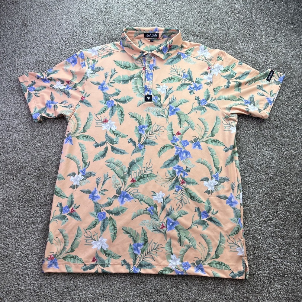 Bad Birdie Men's Size Large Golf Polo Shirt Floral Fiesta New NWOT